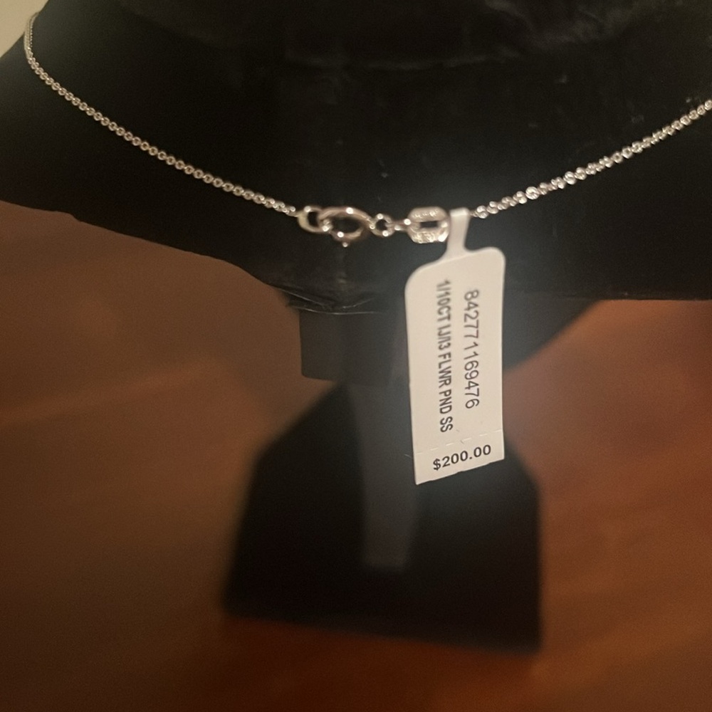 Diamond Flower Burst Cluster 18" Pendant Necklace in Sterling Silver - Picture 11 of 16